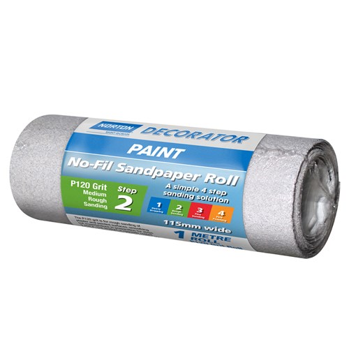 Norton No-Fil Sanding Roll for Paint 115mm x 1m 120 grit